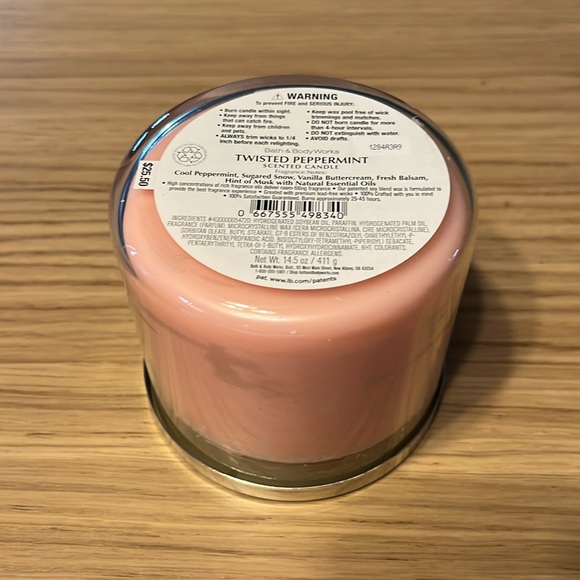 Bath & Body Works 3 Wick Candle. Twisted Peppermint, - Picture 3 of 3